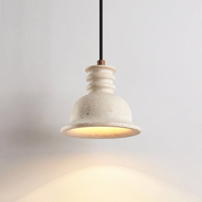 Harrow Travertine Ribbed Dome Pendant Light