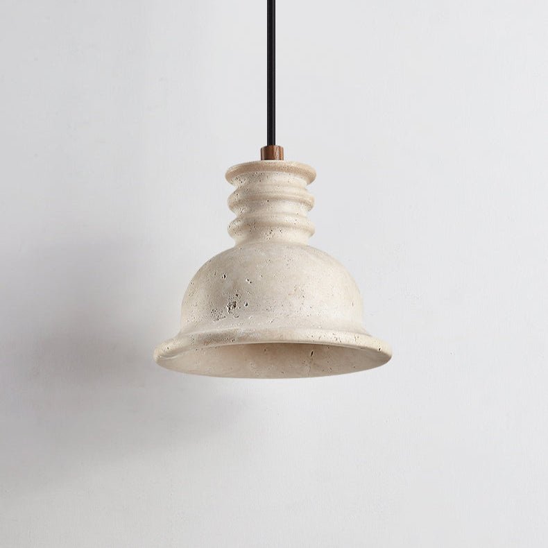Harrow Travertine Ribbed Dome Pendant Light