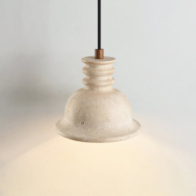 Harrow Travertine Ribbed Dome Pendant Light