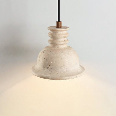 Harrow Travertine Ribbed Dome Pendant Light