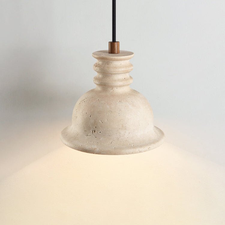 Harrow Travertine Ribbed Dome Pendant Light
