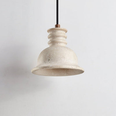 Harrow Travertine Ribbed Dome Pendant Light
