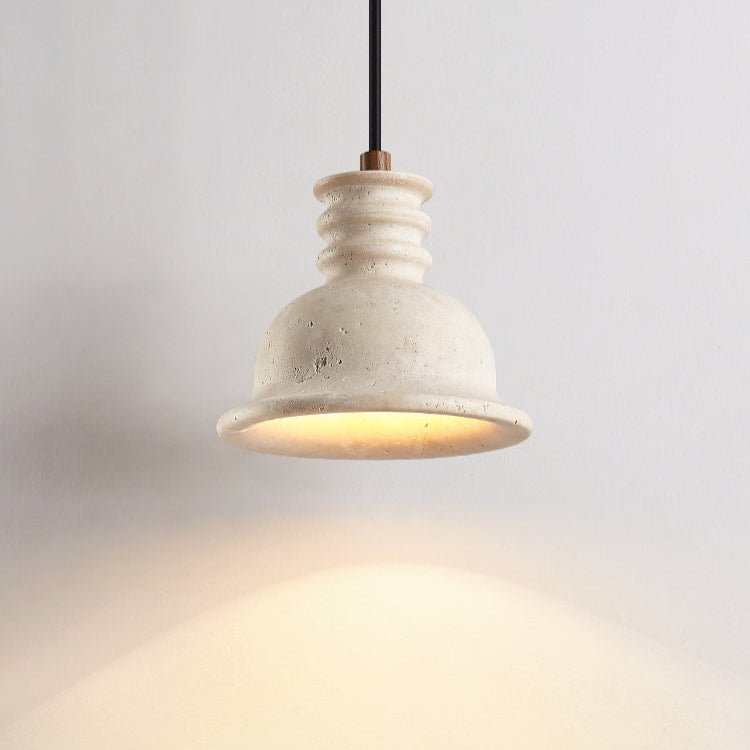 Harrow Travertine Ribbed Dome Pendant Light
