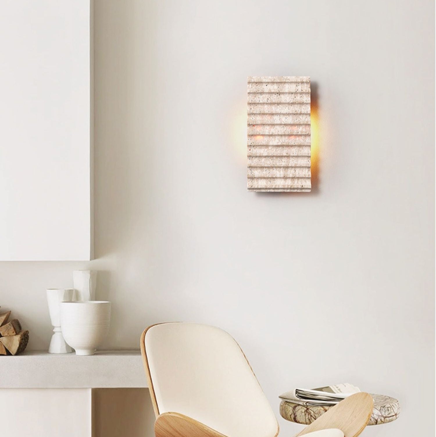 Noriora Travertine Ribbed Wall Sconce