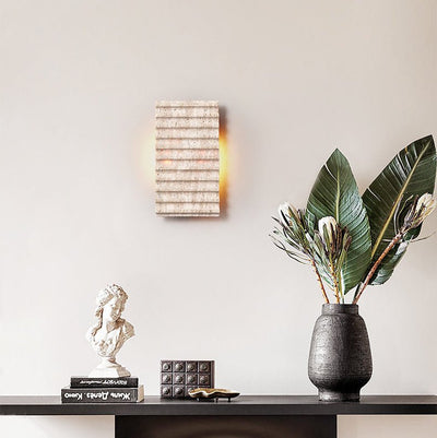 Noriora Travertine Ribbed Wall Sconce