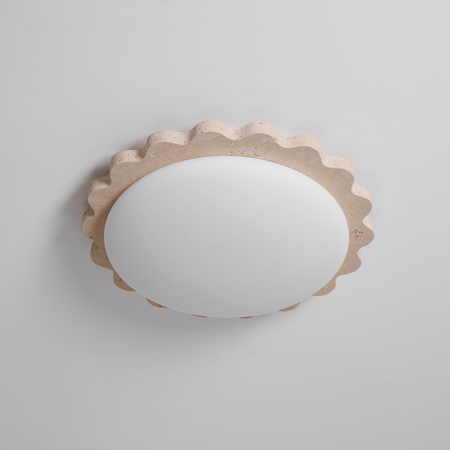 Crestwood Travertine Scallop Edge Ceiling Light