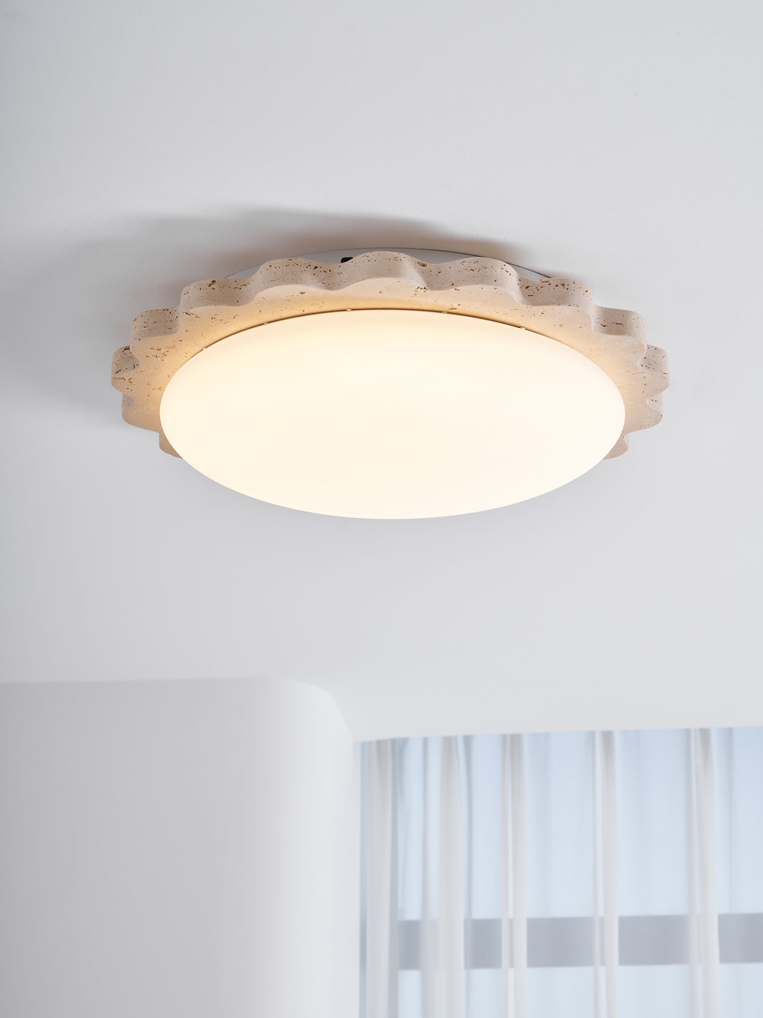 Crestwood Travertine Scallop Edge Ceiling Light