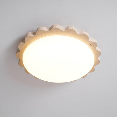 Crestwood Travertine Scallop Edge Ceiling Light