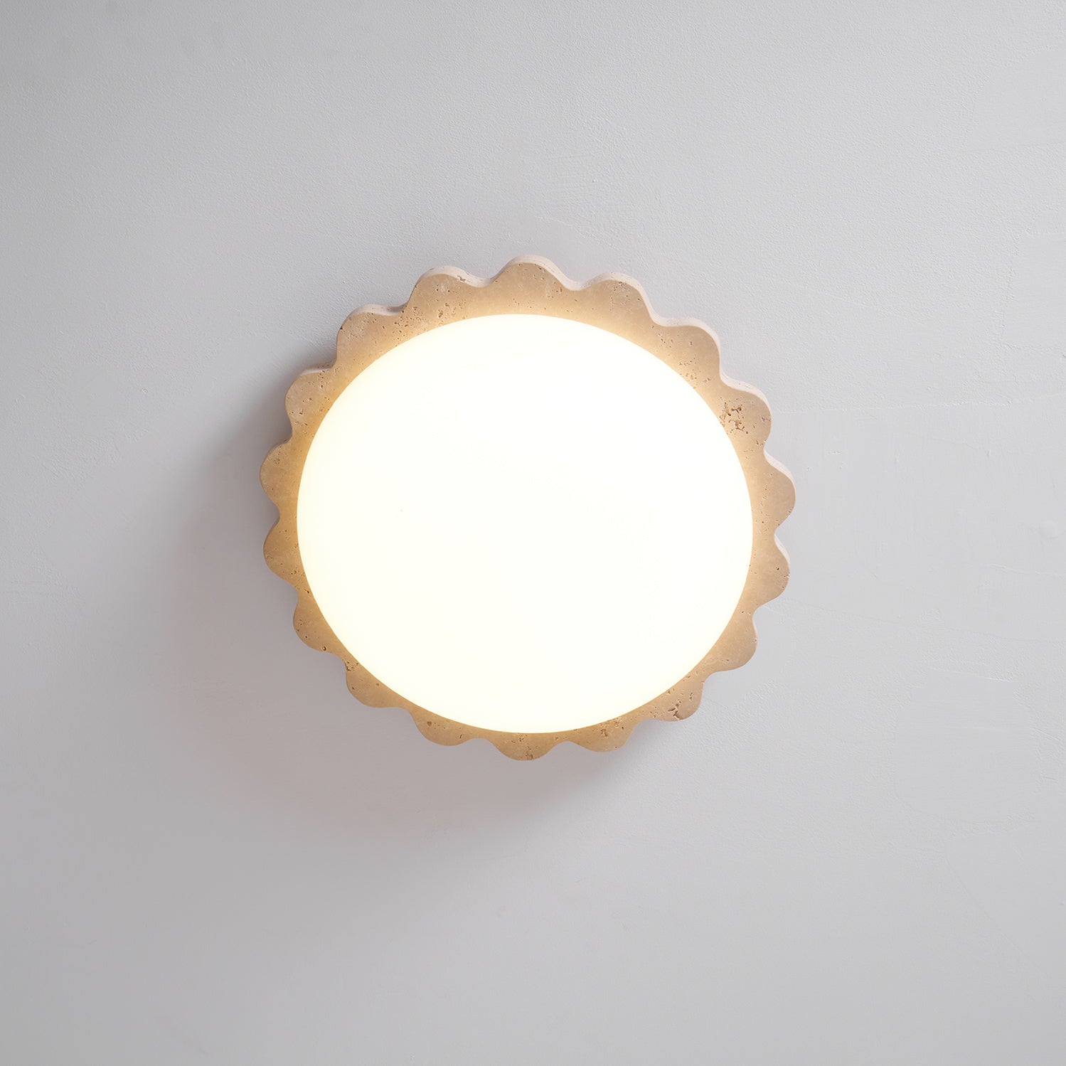 Crestwood Travertine Scallop Edge Ceiling Light