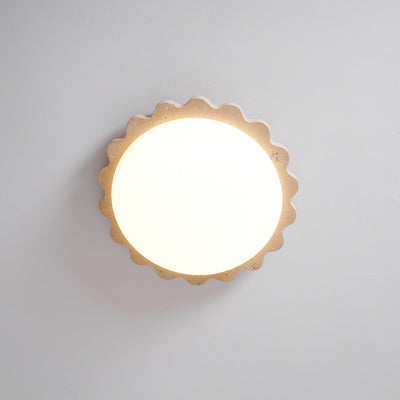 Crestwood Travertine Scallop Edge Ceiling Light