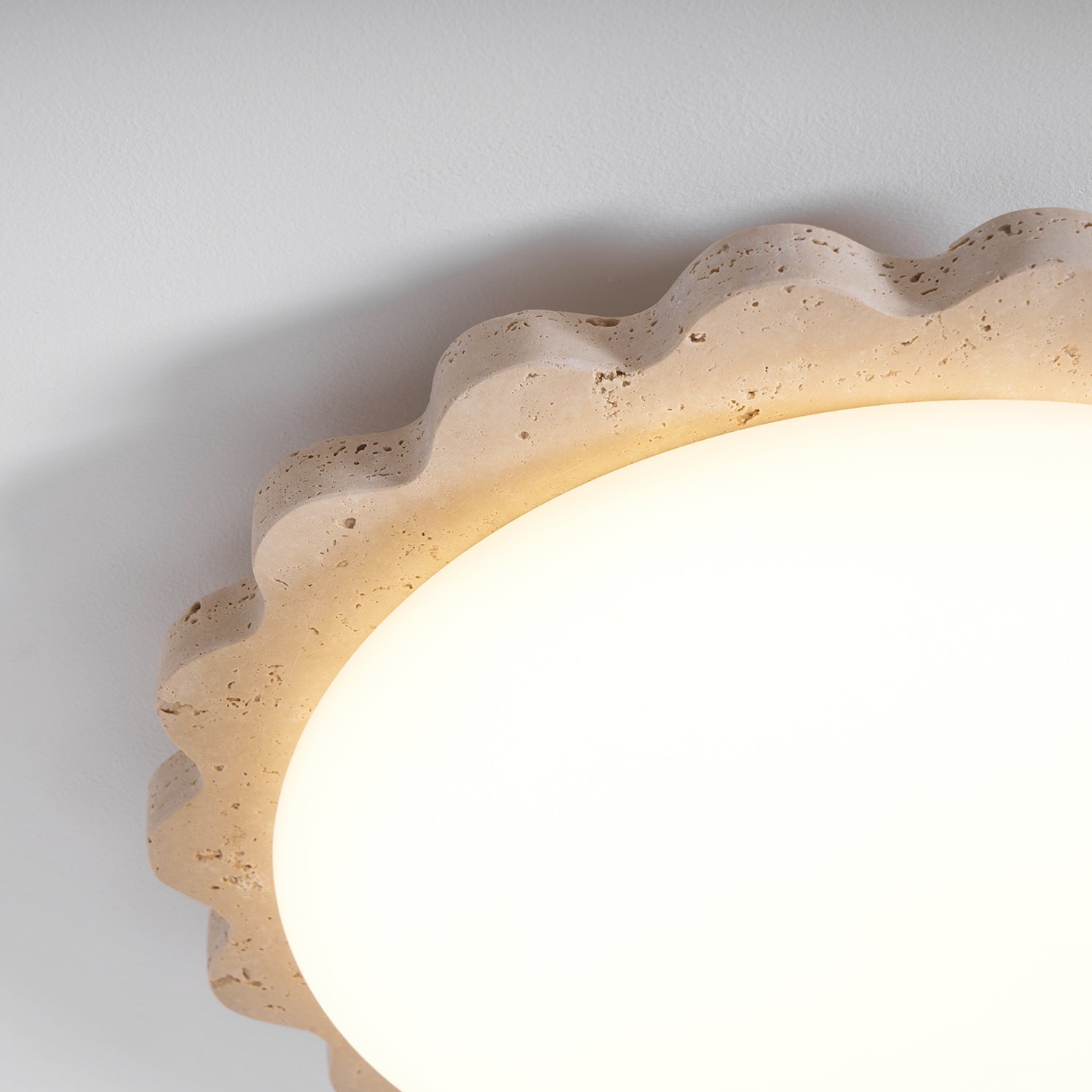 Crestwood Travertine Scallop Edge Ceiling Light