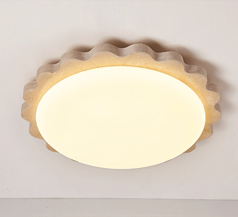Crestwood Travertine Scallop Edge Ceiling Light
