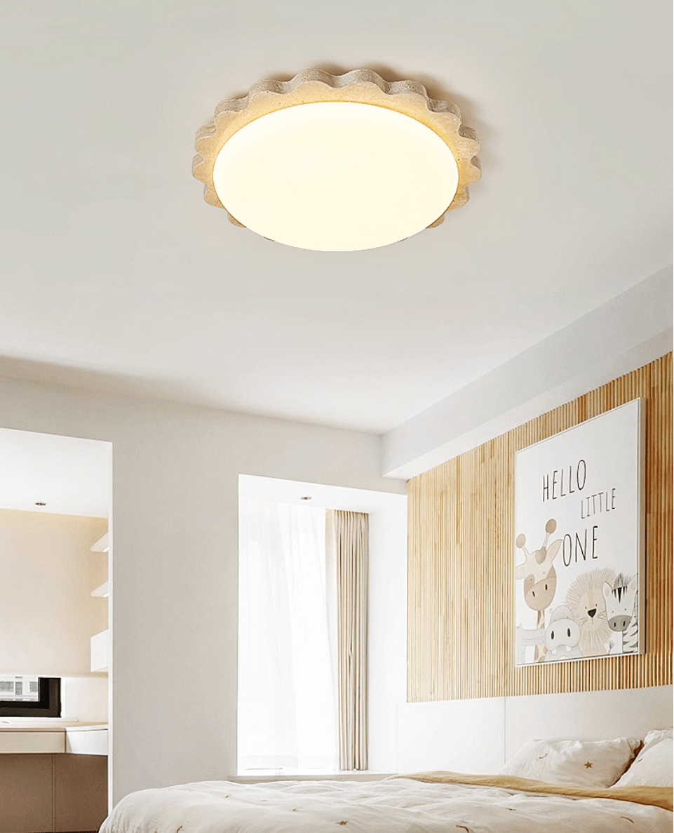 Crestwood Travertine Scallop Edge Ceiling Light