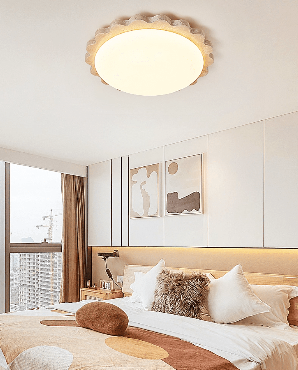 Crestwood Travertine Scallop Edge Ceiling Light