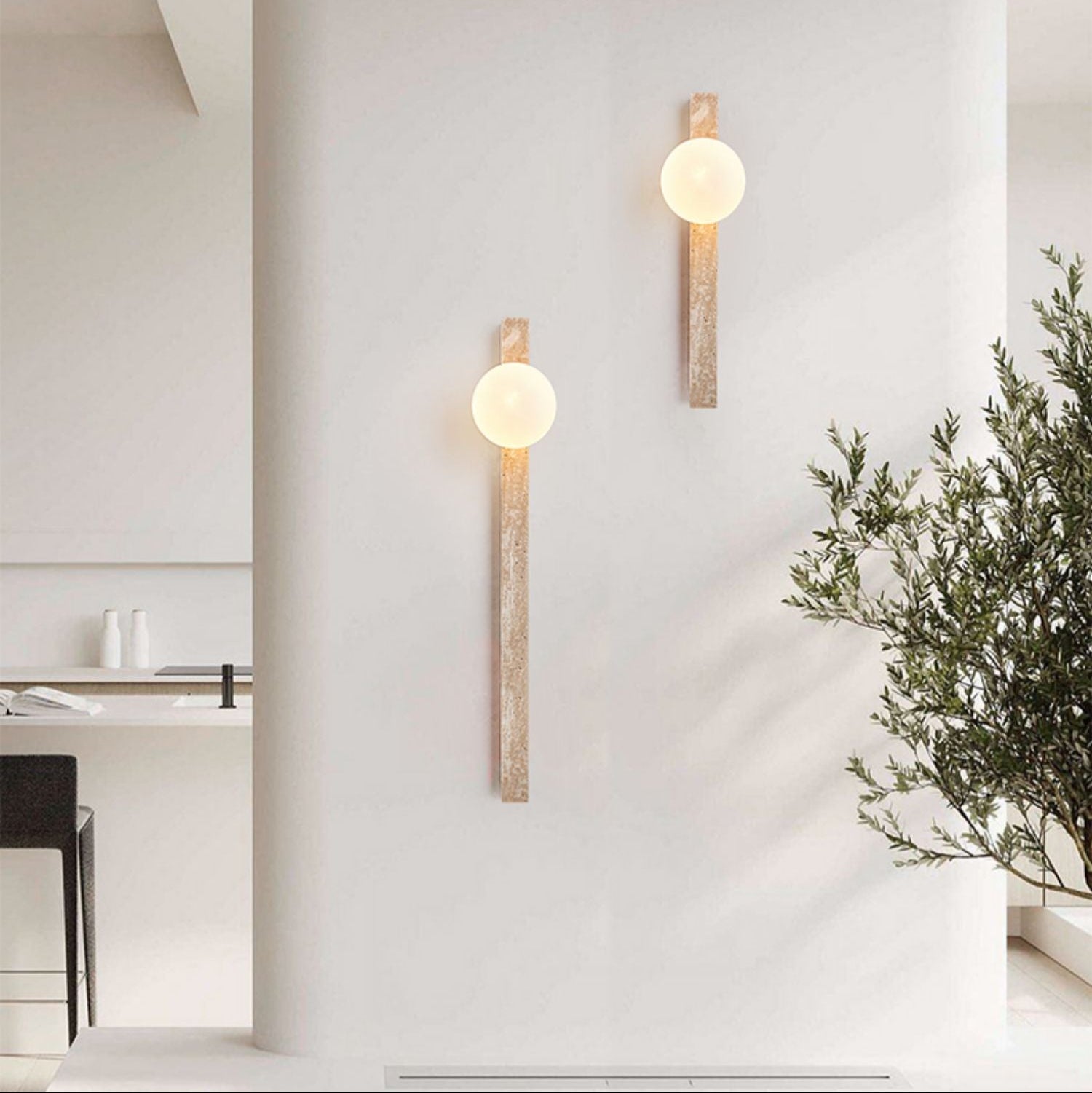 Elian Travertine Slab Wall Sconce