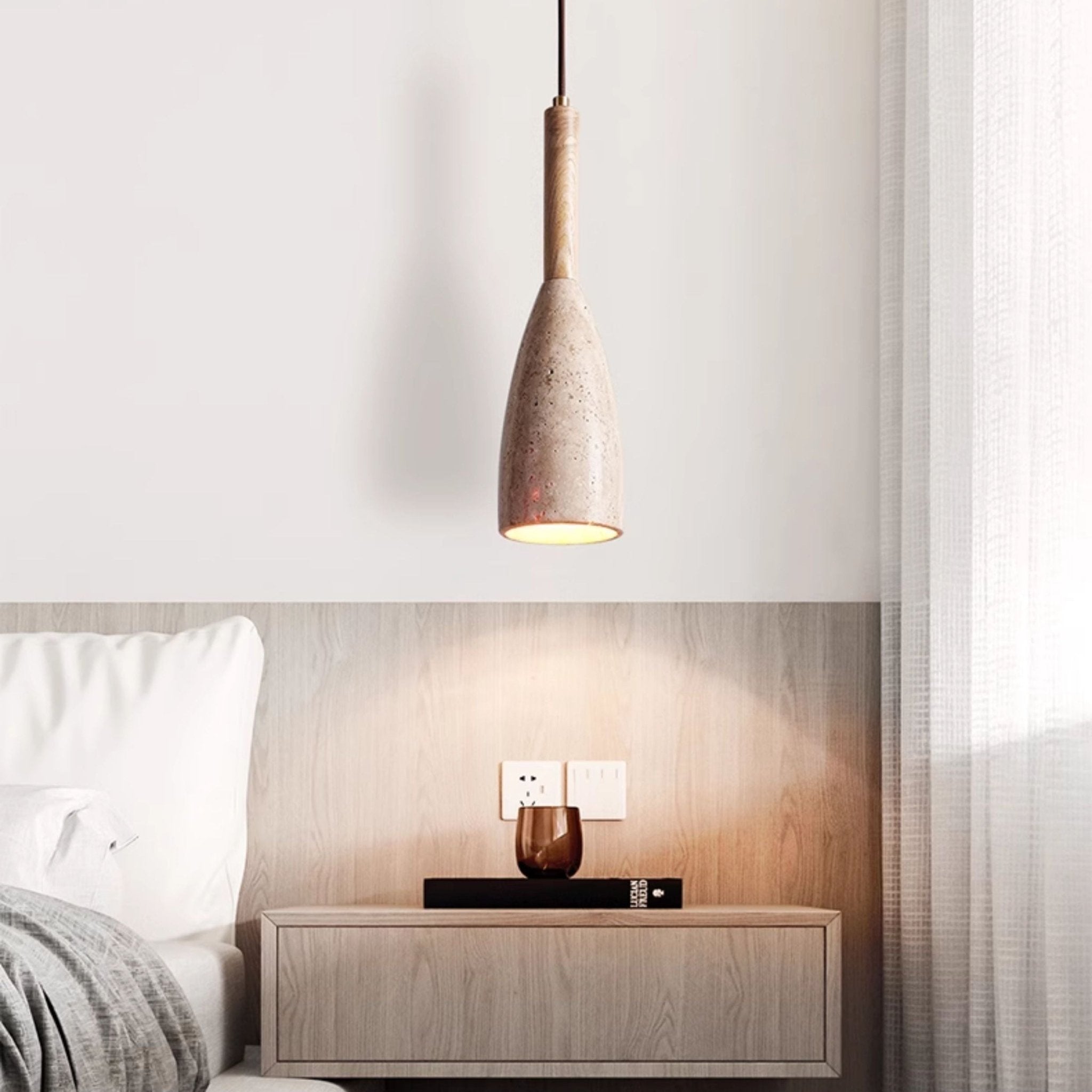 Nerian Travertine Teardrop Pendant Light