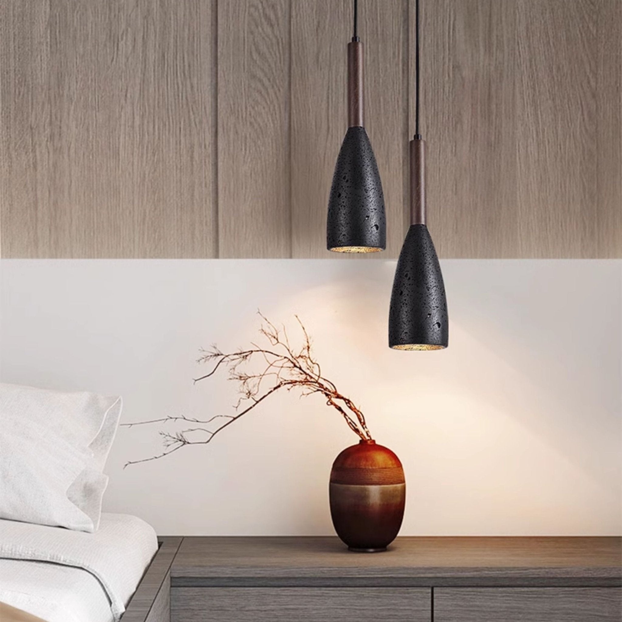 Nerian Travertine Teardrop Pendant Light