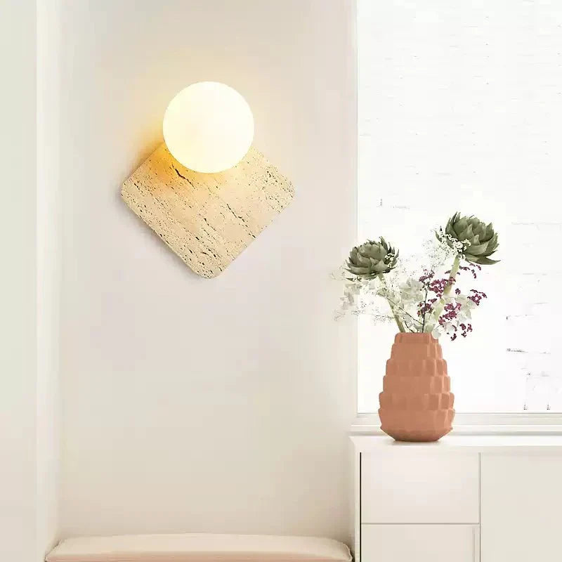 Pia Elmwood Globe Wood Wall Lamp