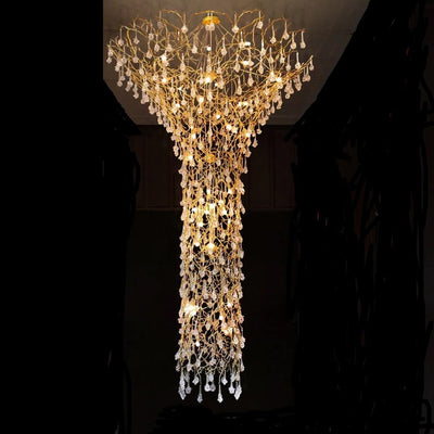 Abeleisa Tree Branch Staircase Brass Crystal Chandelier