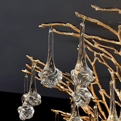Abeleisa Tree Branch Staircase Brass Crystal Chandelier