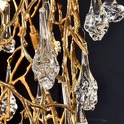 Abeleisa Tree Branch Staircase Brass Crystal Chandelier