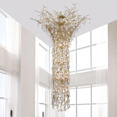 Abeleisa Tree Branch Staircase Brass Crystal Chandelier