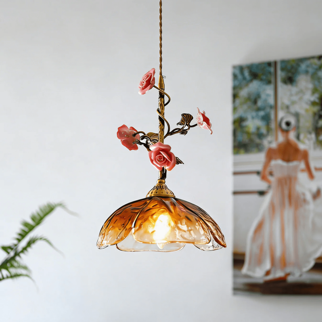 Trellis Rose Pendant Lamp