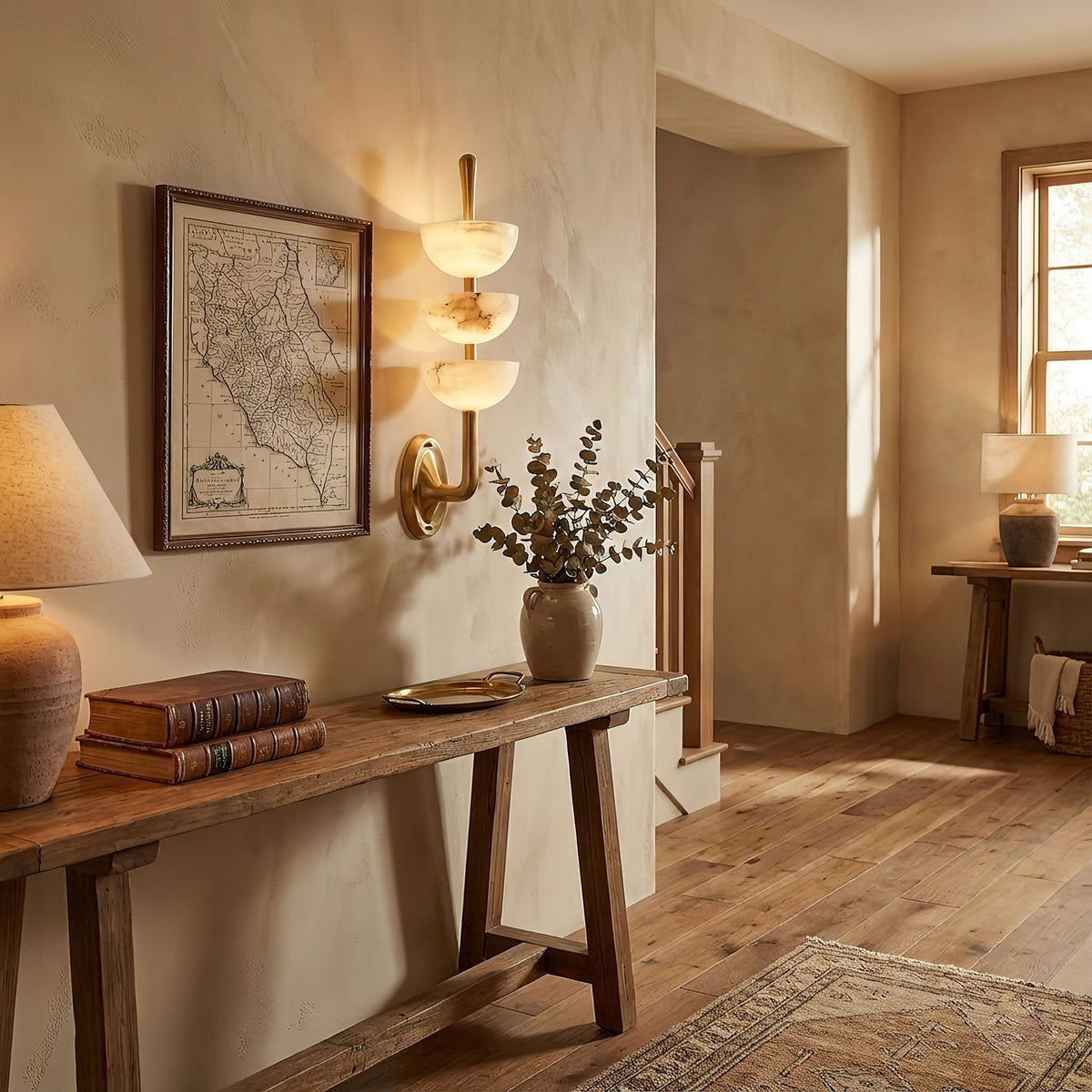 Rosestone Triple Alabaster Indoor Wall Light