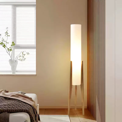 Triluxe Wood & Fabric Modern Floor Lamp