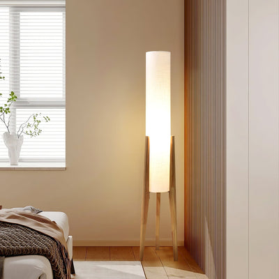 Triluxe Wood & Fabric Modern Floor Lamp