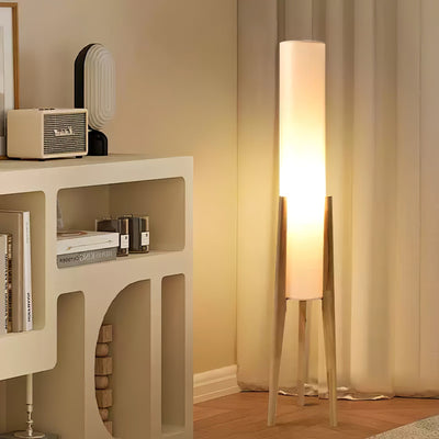 Triluxe Wood & Fabric Modern Floor Lamp