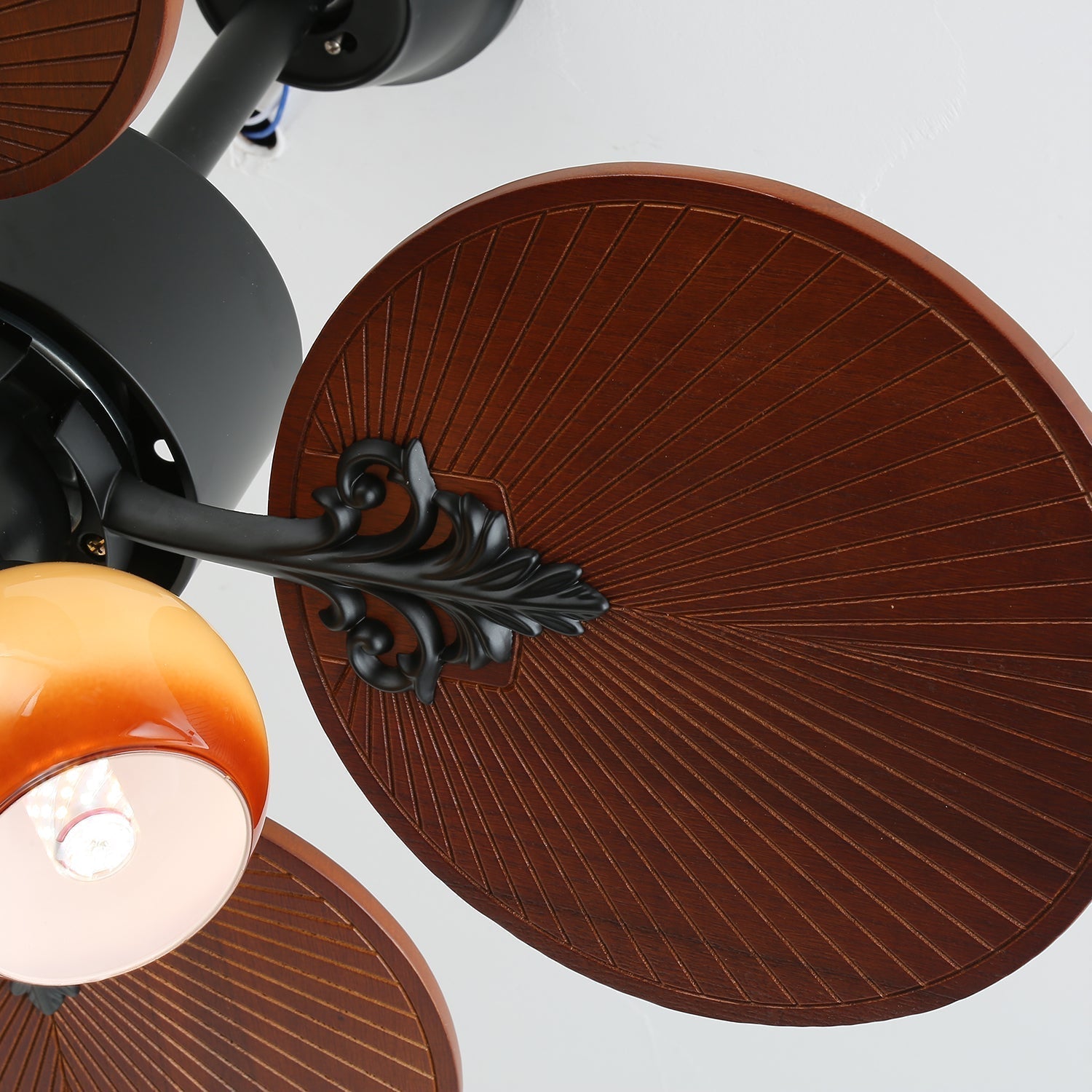 Celiira Tropical Glass Ceiling Fan Light