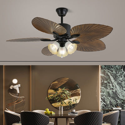 Celiira Tropical Glass Ceiling Fan Light