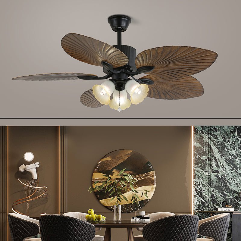 Celiira Tropical Glass Ceiling Fan Light