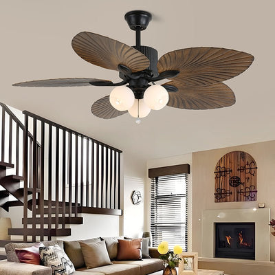 Celiira Tropical Glass Ceiling Fan Light
