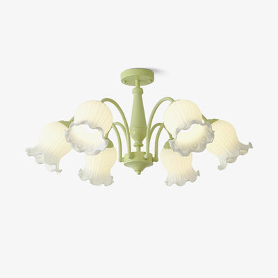 Ibis Trumpet Chandelier Floral Pastel Glass Petals