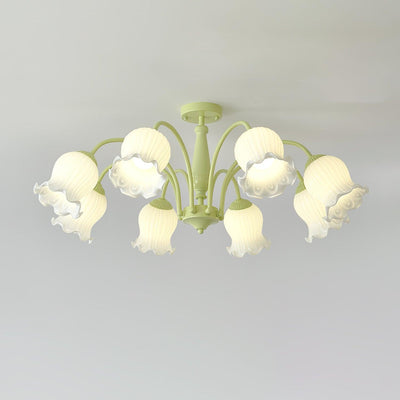 Ibis Trumpet Chandelier Floral Pastel Glass Petals