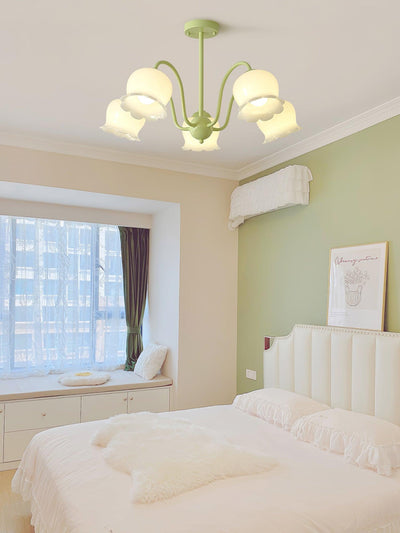 Ibis Trumpet Chandelier Floral Pastel Glass Petals