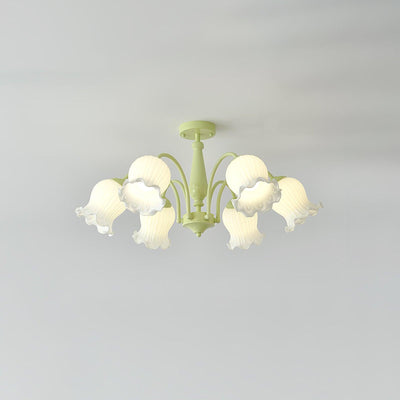 Ibis Trumpet Chandelier Floral Pastel Glass Petals