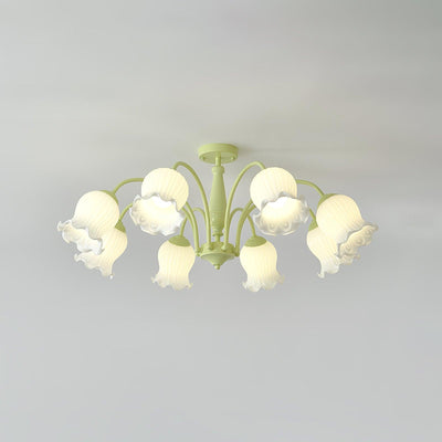 Ibis Trumpet Chandelier Floral Pastel Glass Petals