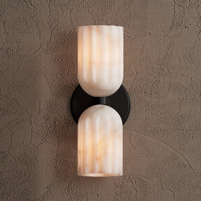 Uraeeth Modern Minimalist Double Brass Alabaster Wall Lamp - Neutral Decor