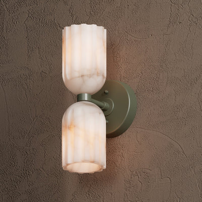 Uraeeth Modern Minimalist Double Brass Alabaster Wall Lamp - Neutral Decor