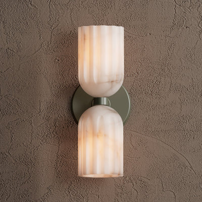 Uraeeth Modern Minimalist Double Brass Alabaster Wall Lamp - Neutral Decor