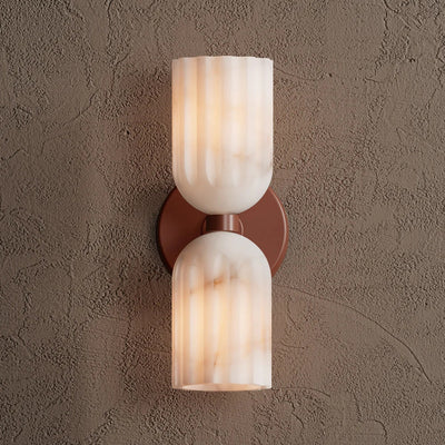 Uraeeth Modern Minimalist Double Brass Alabaster Wall Lamp - Neutral Decor