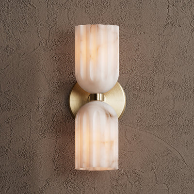 Uraeeth Modern Minimalist Double Brass Alabaster Wall Lamp - Neutral Decor