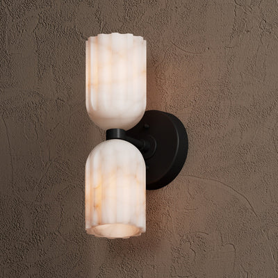 Uraeeth Modern Minimalist Double Brass Alabaster Wall Lamp - Neutral Decor