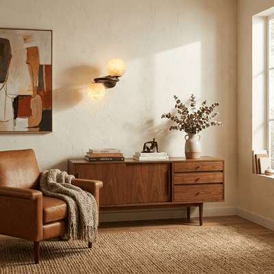 Two Globe Alabaster Wall Sconce