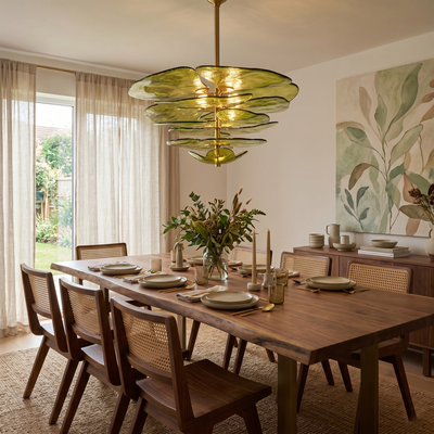 Fairwell Lotus Leaf Layered Glass Chandelier