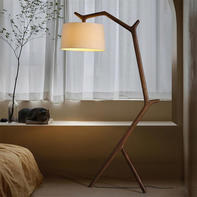 Ulmiril Rustic Wood Floor Lamp