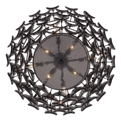 Lioroelle Chandelier Amber Glass Disc Fish Scale Brass